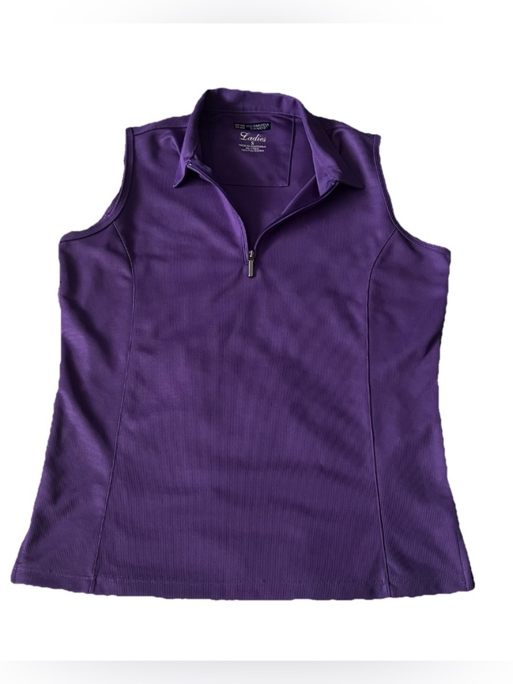 Women’s Purple Bermuda Sands Sleeveless Golf Polo 1/4 Zip Moisture Wicking Sz S